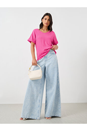 Take Two By Styli Textured Short Sleeve Regular Fit Top