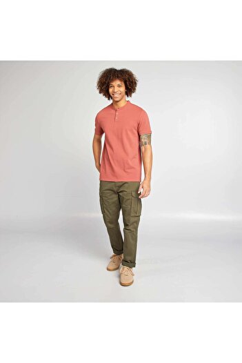 KIABI PiquÃ© polo shirt with mandarin collar RED