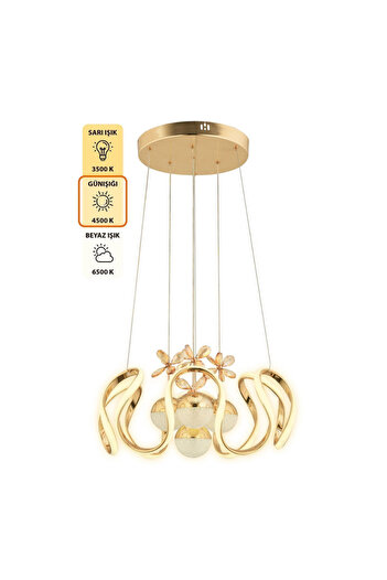 neeko NOVA 3 Renk Kumandalı LED Sarkıt Avize – Modern Gold Kaplama, Dimmer & Ayarlanabilir Uzunluk