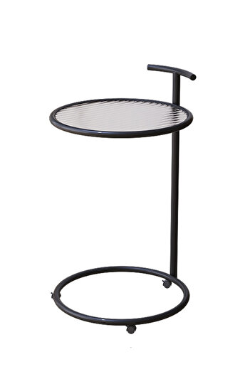 sharpdo Round Side Table, Transparent Glass End Table with Metal Frame, Modern Coffee Table for Living Room