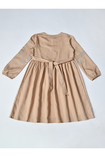 Bella Moda By Styli Embroidered Balloon Sleeves Knee-Length Dress