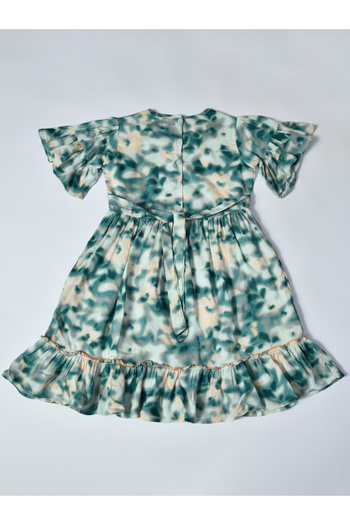 Bella Moda By Styli Floral Print Short SleeveÂ Cotton Dress with Ruffle Trim