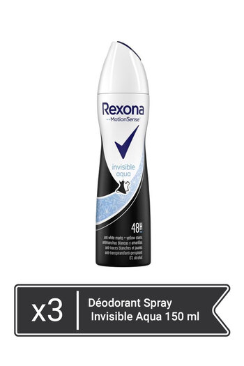 Rexona Rexona D?odorant Femme Spray Anti Transpirant Invisible Aqua 150 ml x 3 τεμάχια
