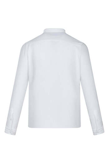 Hatemoğlu Beyaz Comfort Fit Düğmeli Yaka Uzun Kollu Casual Gömlek
