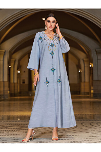 Take Two By Styli Embellished V-Neck A-Line Jalabiya