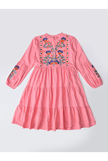 Bella Moda By Styli Embroidered Tiered Knee-Length Dress