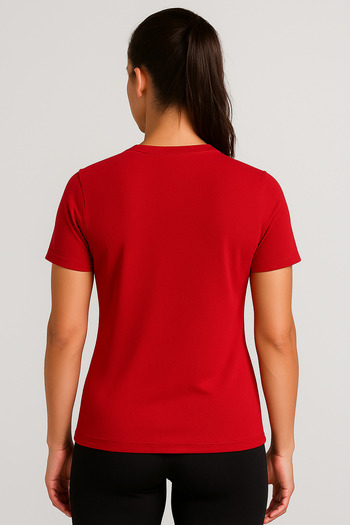 KaeLaurean Women's Red Performance Sports T-Shirt Quick Dry Stretchy and Durable Fabric Moisture Wicking Fitness T-Shirt