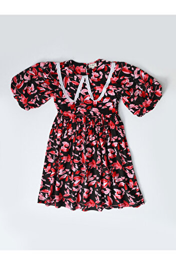 Bella Moda By Styli Floral Print Balloon Sleeves Knee-Length Dress