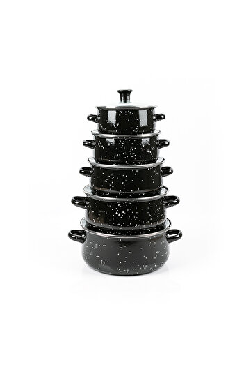 sharpdo 10-Piece Flame Cooking Set With Glass Lids Enamel Soup Pot 16/18/20/22/24cm