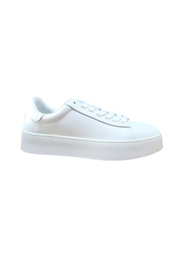 Lufian Genuine Leather Comfortable Casual Lace-Up Casual Sports Shoes Sneaker White
