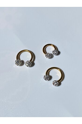 kurukafagift Paslanmaz Çelik Piercing Set Yarım Ay Toplu Model Tragus Helix Lob Kıkırdak