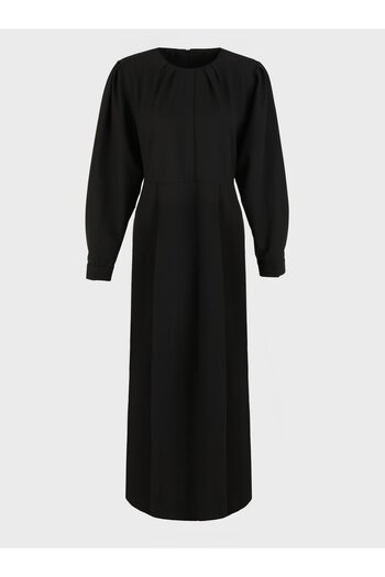 ALİA Pile Detailed Half Placket Plus Size Dress - Black -