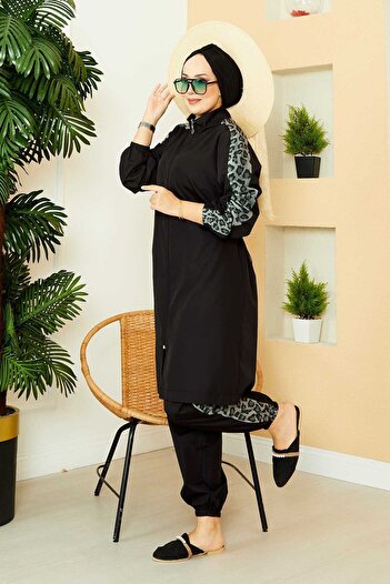 EBRUTESETTÜR Leopard Garnished Hijab Swimsuit