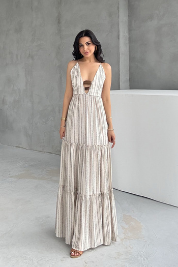 Seda Yalçın Atelier Coffee Bead Detailed Dress