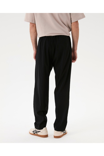 Ayma Active Men's Black Basic Pants - Organic Cotton Blend, Elastic Waist with Laces, Pockets, Stretchy