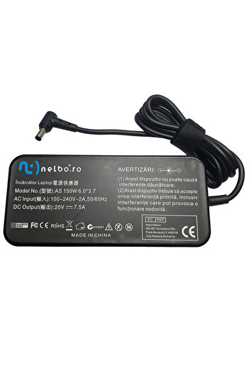 nelbo nelbo laptop charger, TUF A15 FA506IH, 150W, 20V, 7.5A, 6.0x3.7 mm plug