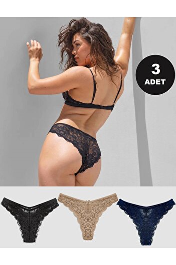 GECKO COLLECTION γυναικεία εσώρουχα brazilian lace εσώρουχα 3 τμχ