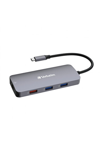 Verbatim Usb-c Multiport Hub, 9 Ports, Silverhdmi, Rj45, 2xusb-c, 3xusb-a 3.2 Gen1&2, Sd, Microsd