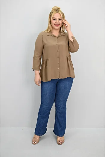Koza Butik Women's Large Size Ruffle Detailed Shirt 1720-25-1