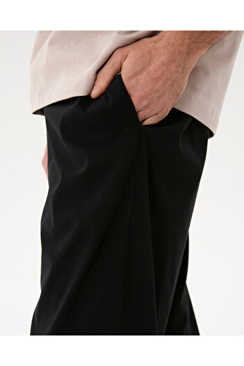 Ayma Active Erkek Siyah Basic Pantolon - Organik Pamuk Karışım, Bel Lastikli Bağcıklı, Cepli, Esnek