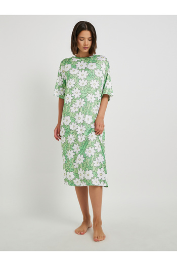 Styli All-Over Print Short Sleeve Sleep T-Shirt Dress