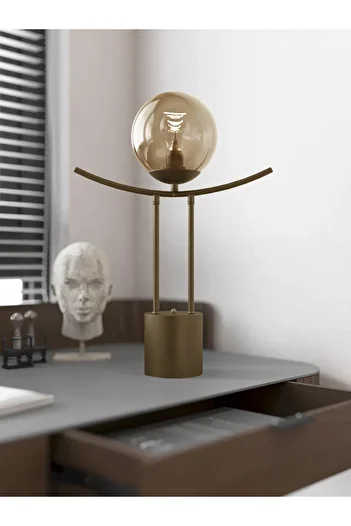 avizade Lal Modern Antique Body Honey Glass Globe Table Lamp - Stylish and Minimalist Design