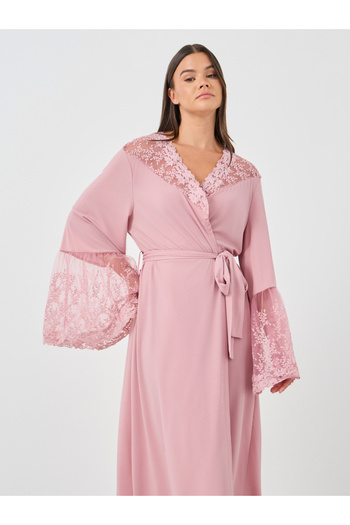 Styli Lace Insert Long Sleeve Robe