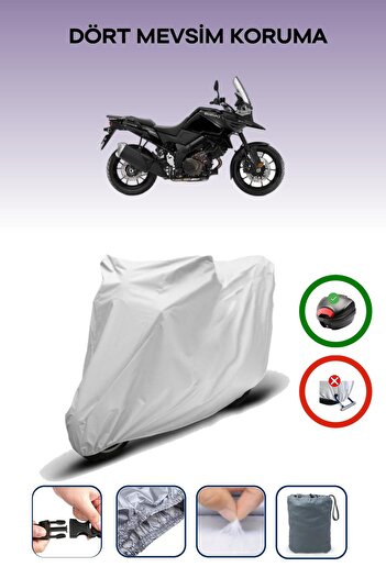 Breen Gray Rear Bag Compatible Suzuki V-Strom 800 De Motorcycle Tarpaulin