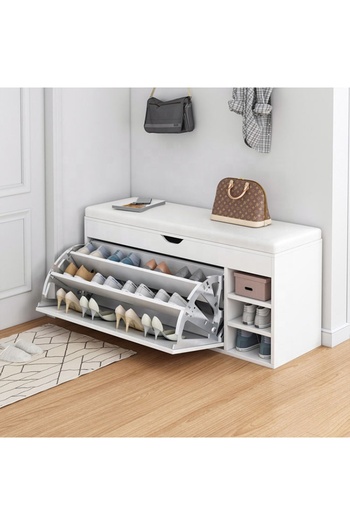 Generic Modern Living Room Furniture Wooden Storage Bench Organizer Sitable Rotating Shoe Rack