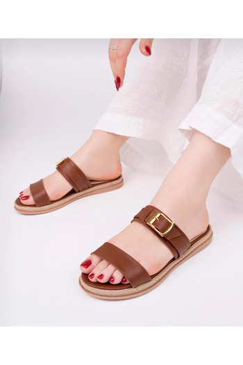 Lion Women's Double Band Buckle Slippers