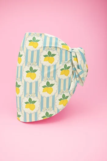 pistore Turcoaz Dungi Lemon Detaliu Motivat Scurt Pareo Satin Nu Se Vede Rochie de plajă pentru femei Noul sezon