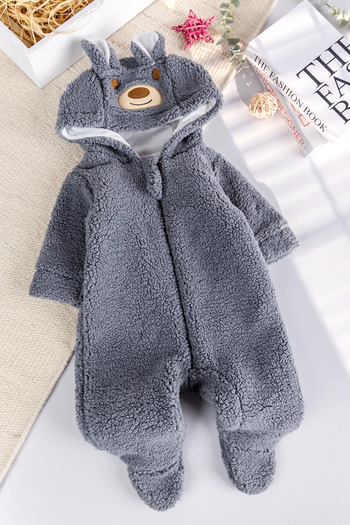 Babymod Welsoft Plush Winter Baby Girl/Boy Jumpsuit with Hood