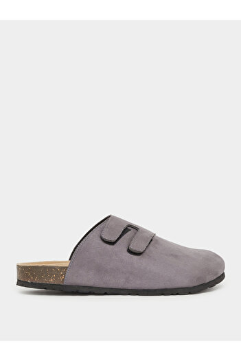 Styli Plain Velcro Detail Faux Suede Clog Sandals