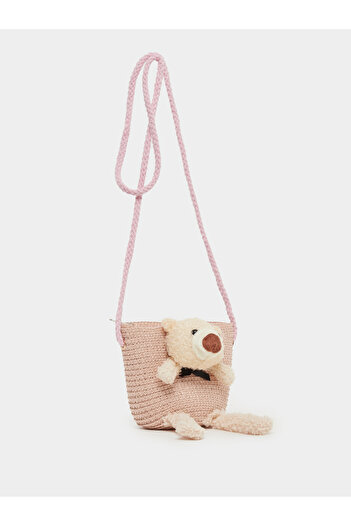 Styli Teddy Bear Straw Bag with Zip Closure