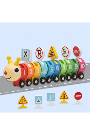Noname Train Set - Caterpillar - Wooden Educational Toy
