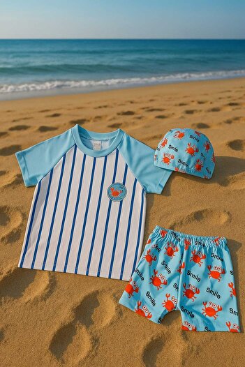 RONYPONY Three Piece Boy's Boned Swimsuit Suit