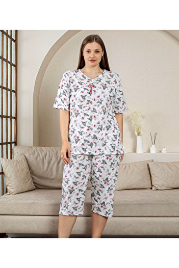 Star Fashion Women's cotton pajamas, plus sizes, Capri style, with three-quarter length pants