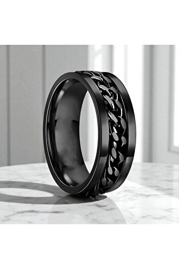 CAXBERN Unisex Stainless Steel Mid Swivel Chain Ring Anti-Stress Ring