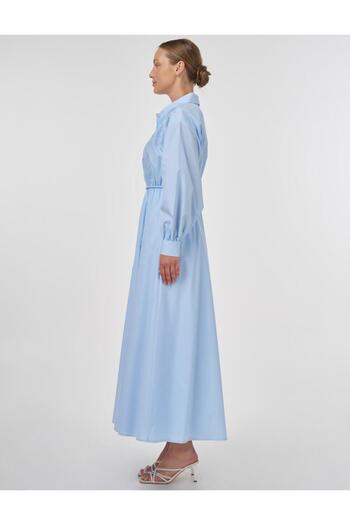 Kayra Λέιζερ κομμένο βαμβακερό μάξι φόρεμα Ice Blue