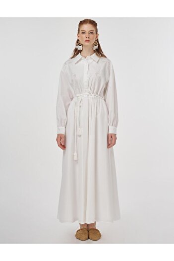 Kayra Laser Cut Cotton Maxi Dress Optical White