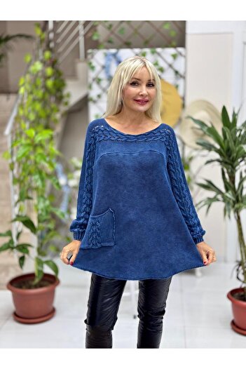 Punta Otantik Sc2403 Washable Knitwear Sweater Navy Blue