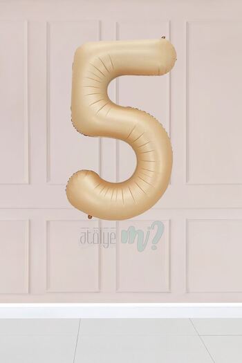 Atölye Mi 5 Years Old Caramel Number Balloon 34 Inch Sand Beige Age Balloon
