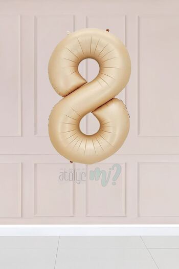 Atölye Mi 8 Year Old Caramel Number Balloon 34 Inch Sand Beige Age Balloon