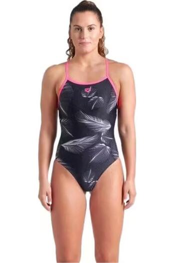 ARENA Frozen Leaves Swimsuit Black/Pink Women's Women's Swimwear