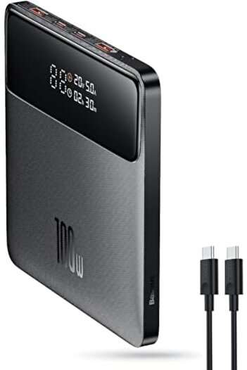 Baseus 20000mAh Laptop Power Bank, 100W Digital Display Fast Portable Charger with USB C Cable, 4 Ou