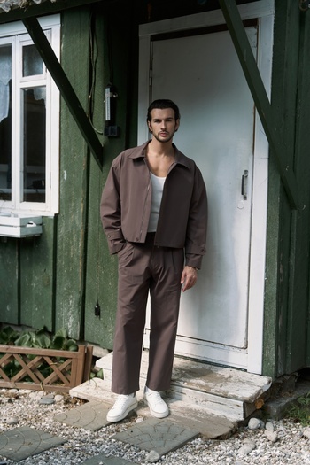 MAİ COLLECTİON Sergio Belt Detail Brown Men's Jacket