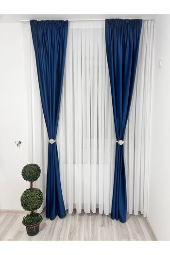 Metropolitan Concept Set of two Ronda velvet curtains, navy blue, worked on 10 cm wide pleats, 2x150x270 cm