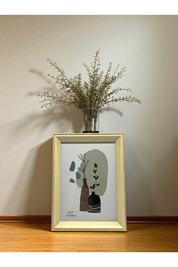 CİHO Ramă foto / memorie decorativă din lemn cu sticlă, 13×18 cm, cu detalii în alb contrastant