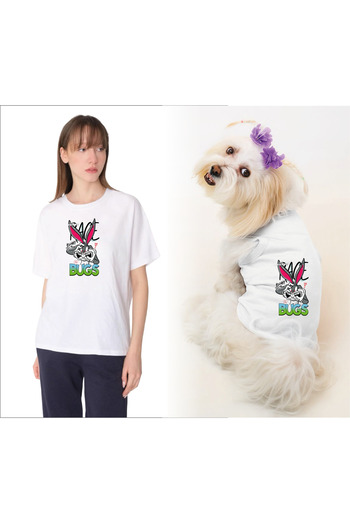 Buddy Store Cat & Dog Clothes Outfits - White Tank Top and Human T-Shirt Suit Kobini (Combed Cotton 100% Cotton)