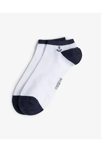 Bolero Seamless Men's Booties White Socks with Anchor Pattern